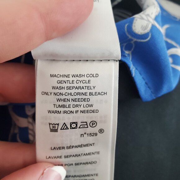 Ralph Lauren Womens Black Blue Chain Equestrian Button Up Blouse Size S Status - Picture 5 of 9